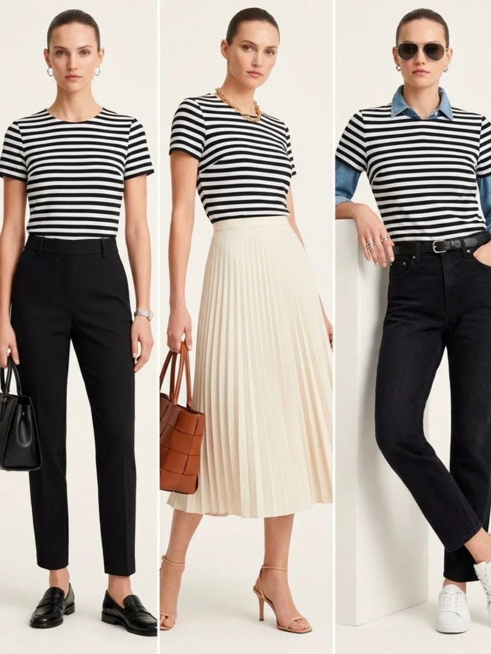 Michael Kors Black and White Striped Short Sleeve Tee Size S